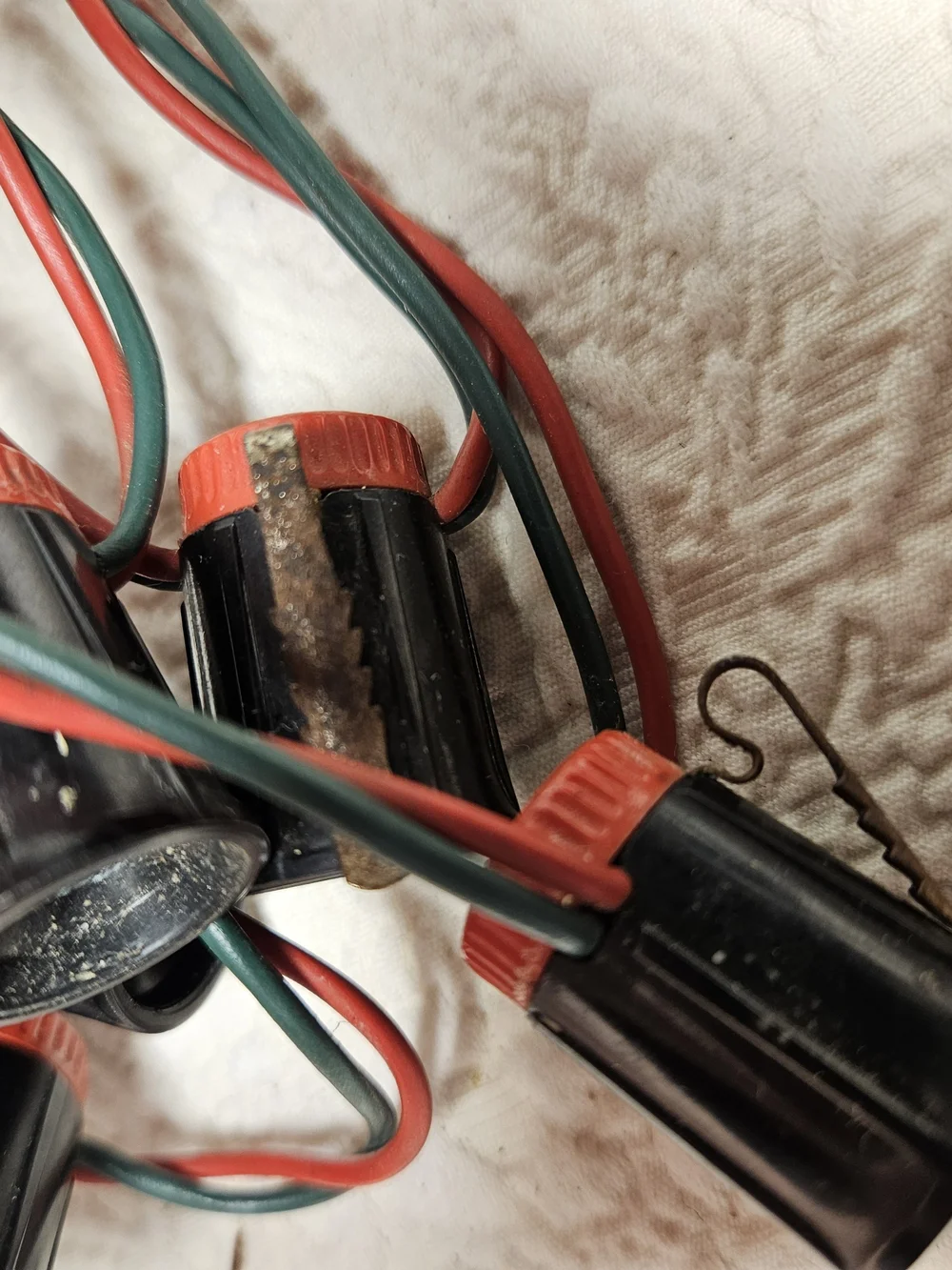 Vintage String Light Socket Set in Red and Green